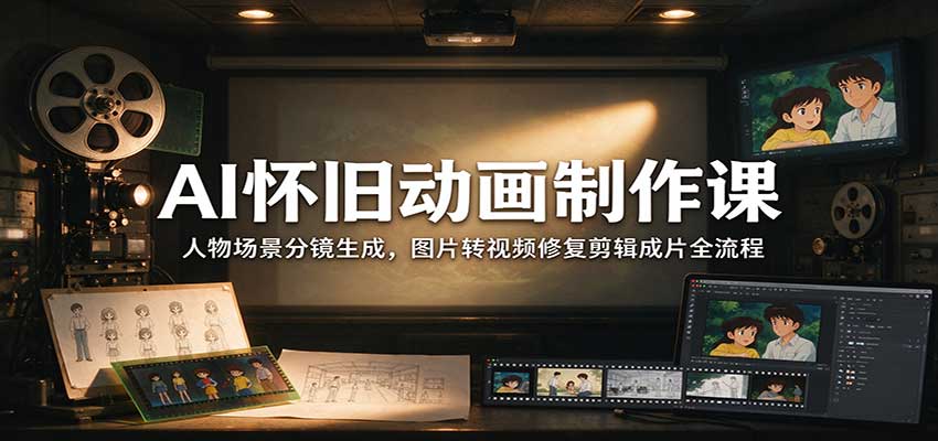 AI怀旧动画制作课：人物场景分镜生成，图片转视频修复剪辑成片全流程-翌晨科技网