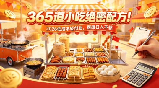365道小吃绝密配方！2026低成本轻创业，摆摊日入不愁-翌晨科技网