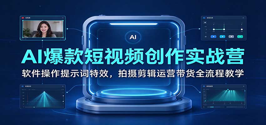 AI爆款短视频创作实战营：软件操作提示词特效，拍摄剪辑运营带货全流程教学-翌晨科技网