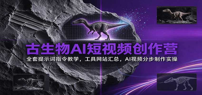 古生物AI短视频创作营：全套提示词指令教学，工具网站汇总，AI视频分步制作实操-翌晨科技网