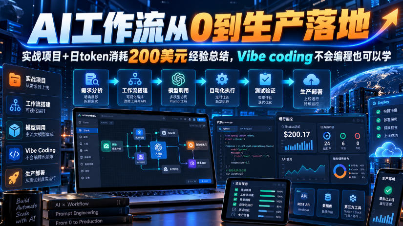 AI工作流从0到生产落地，实战项目+日token消耗200美刀经验总结，Vibe coding不会编程也可以学-翌晨科技网