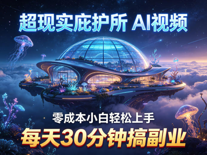 超现实庇护所AI视频项目拆解，零成本小白轻松上手，每天30分钟搞副业-翌晨科技网