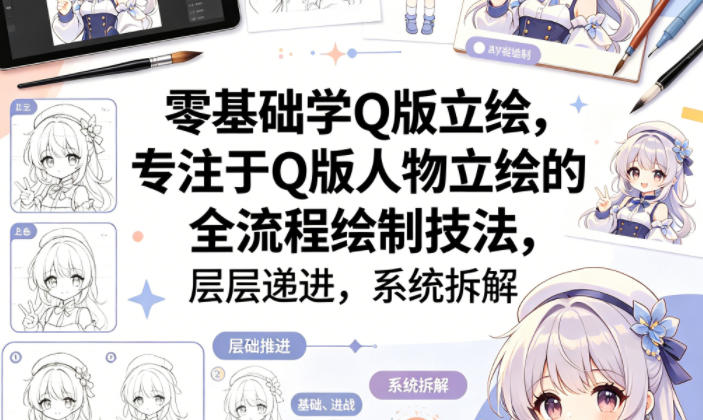 零基础学Q版立绘，专注于Q版人物立绘的全流程绘制技法，层层递进，系统拆解-翌晨科技网