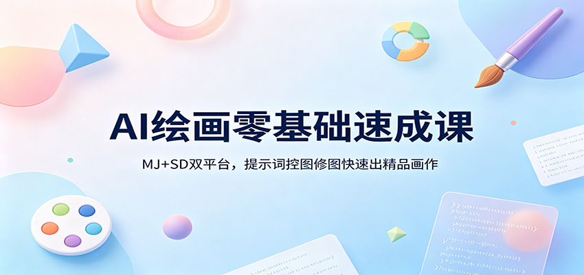 AI绘画零基础速成课：MJ+SD双平台，提示词控图修图快速出精品画作-翌晨科技网